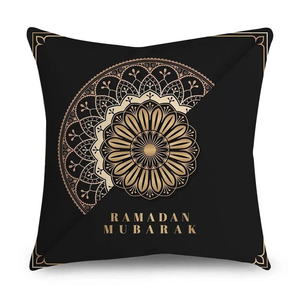 Ramadhan Cushion Cover Islamic Eid Mubarak Black Gold Pillow Cover Home Decor Sofa Decorative Pillow Cover 45cm*45cm
