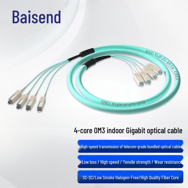 

Baisende 4-Core 10 Gigabit Multimode OM3 SC-SC Fiber Patch Cable 20 meters