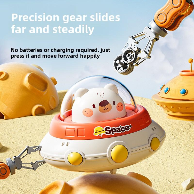 Children's Pressing Flying Saucer Inertia Toy Car Animal Shaped Educational Toy for Infants