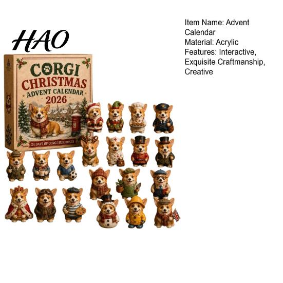 Christmas Advent Calendar 24 Days 2026 with Mini Corgi Figurines, for Girls Holiday Countdown Kids Dog Lovers, Cute Ornaments Gift