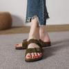 Women's Retro Genuine Leather Birkenstock Shoes, Inner Height-Increasing, Single Strap Beach Slippers, Sizes 35-46 Available