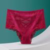 2PCS Sexy Mesh Women Lace Underwear Mid-Rise Briefs Hollow Out G String Underpant Solid Comfortable Female Breathable Lingerie