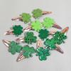 6pcs Sparkly Clover Hair Clips Girls ST'patrick's Day Hairpins Glitter Green Flower Hair Clips Children Kids Headwear