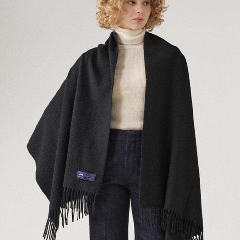 ABRAHAM MOON Merino Wool Shawl 70cm - Black