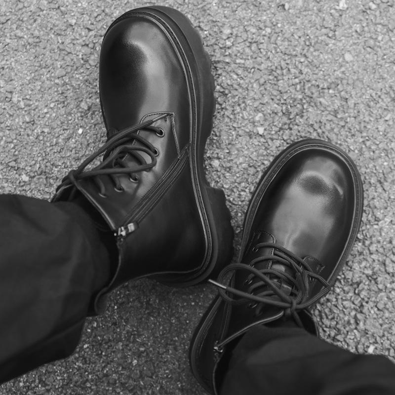 Stivali Martin da uomo stile britannico neri versatili semplici di tendenza rialzanti stivali da lavoro scarpe da uomo 22317-J