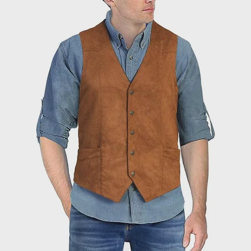 Vestă de costum retro cu gât în V, slim fit pentru bărbați, pentru ținută casual și formală