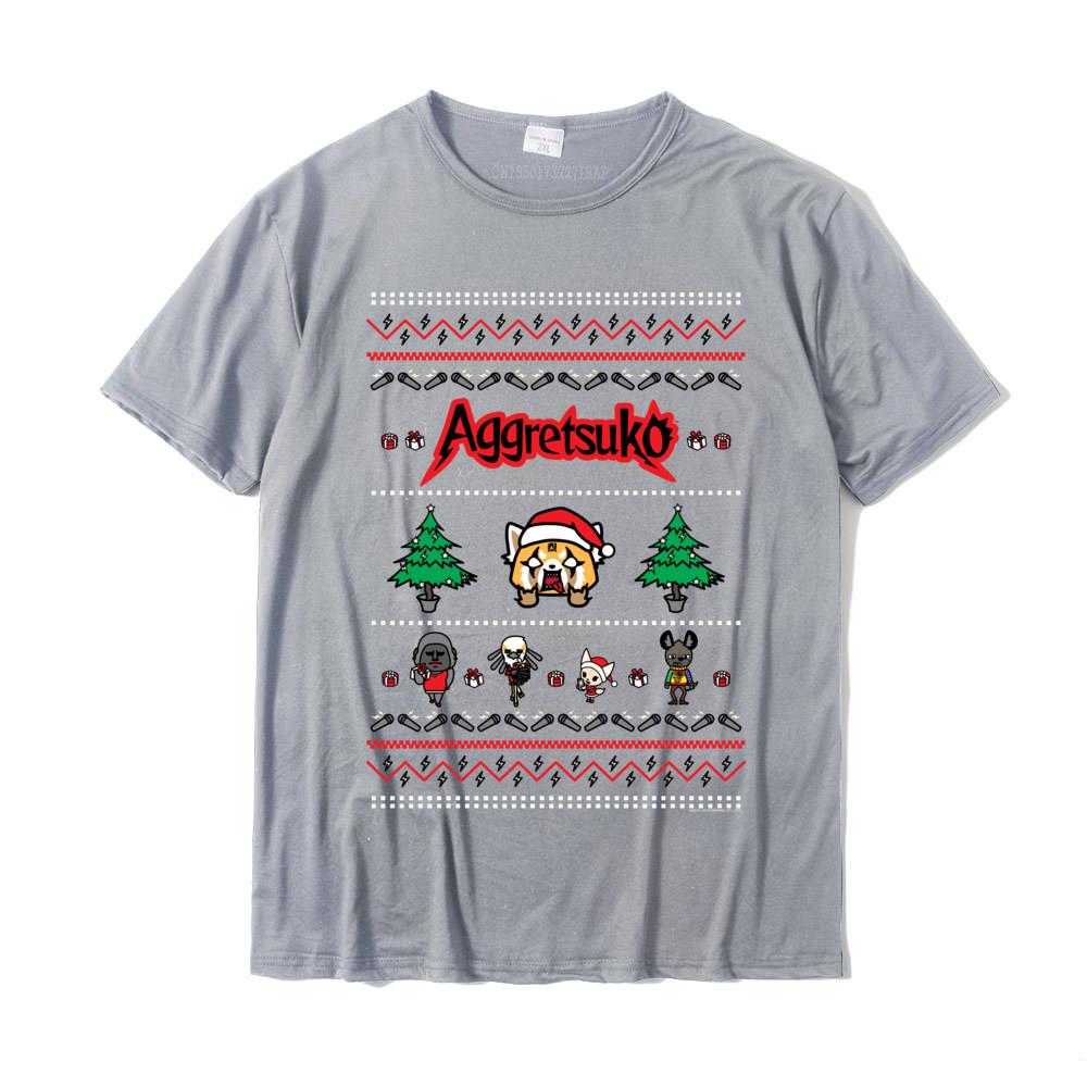 Aggretsuko Ugly Christmas Sweater Rage Short Sleeve Shirt Customized Tops Shirt Cotton Unisex T Shirts Customized Retro