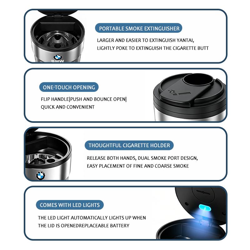MXUI1 Universal Portable Car Stainless Steel Ashtray Cup Holder For BMW M 1 3 4 5 6 7 Series M3 M6 F01 F02E34 E36 E70 F10 X6 X1