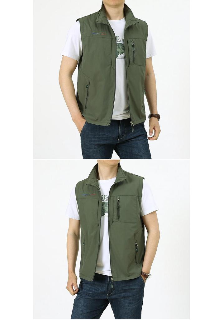 Vestă Casual pentru Bărbați, pentru Exterior, cu Fermoar și Buzunare Multiple, pentru Pescuit și Fotografie, pentru Primăvară și Toamnă