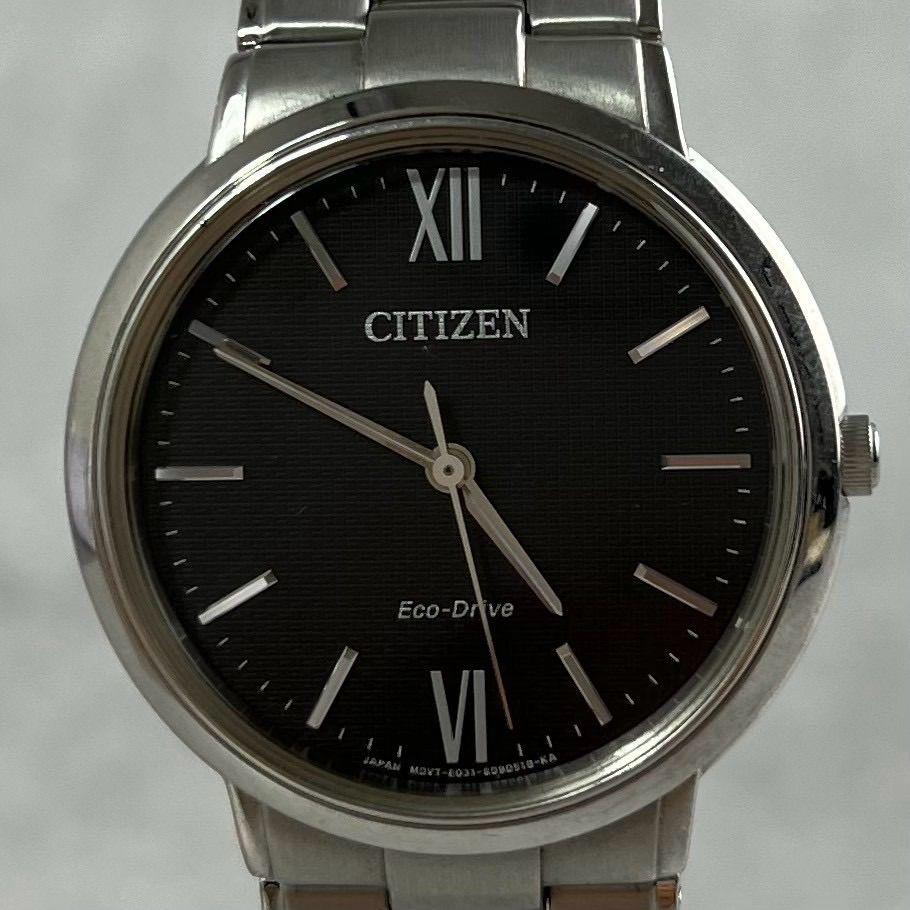 Used [Working Item] CITIZEN Citizen Eco Drive Black Dial Roman Numeral Solar Clock Wristwatch