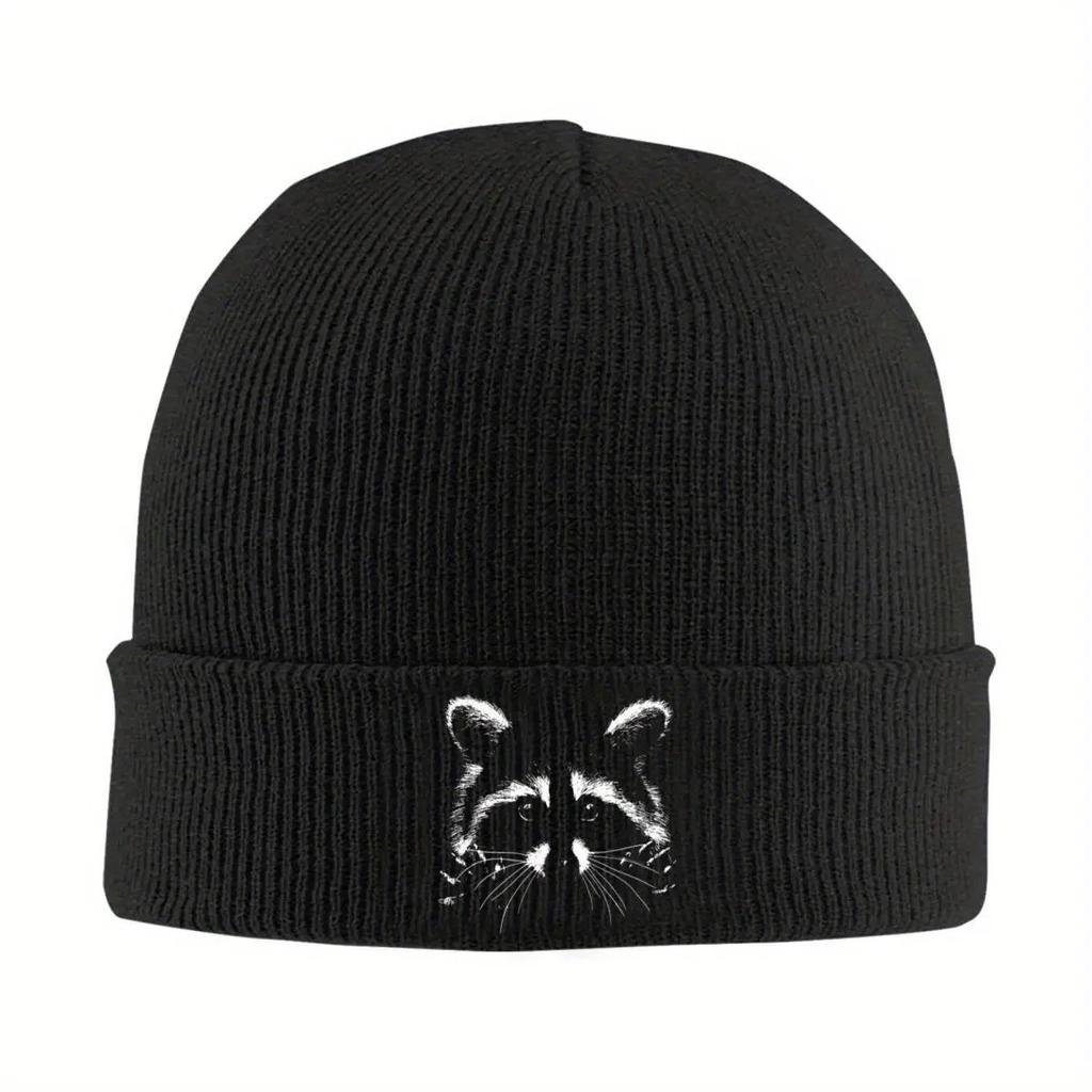 Cute Raccoon Bonnet Hats Panda Beanie Hats Design Knitting Hat Autumn Fashion Unisex Women Kpop Warm Cap
