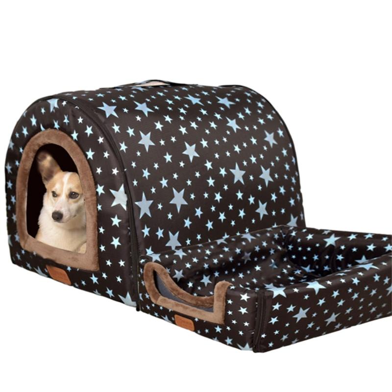 Pet Warm Bed House Soft Indoor Semi-closed Cave Tent for Cat Kitten Puppy Small Animals Pet Thicken Cushion Pad