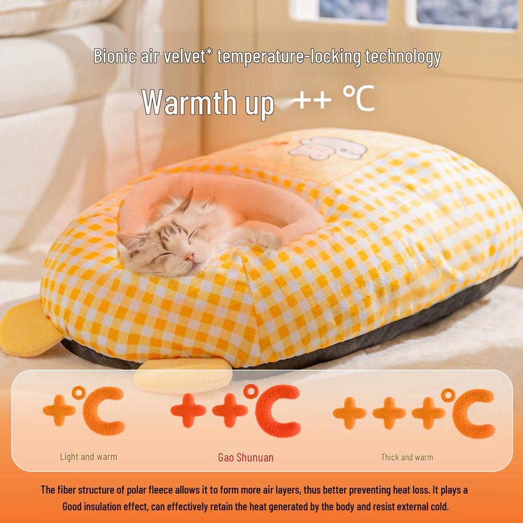Przytulny śpiwór i łóżko dla kota: Ciepłe, zamknięte gniazdo zapewniające komfort zimą