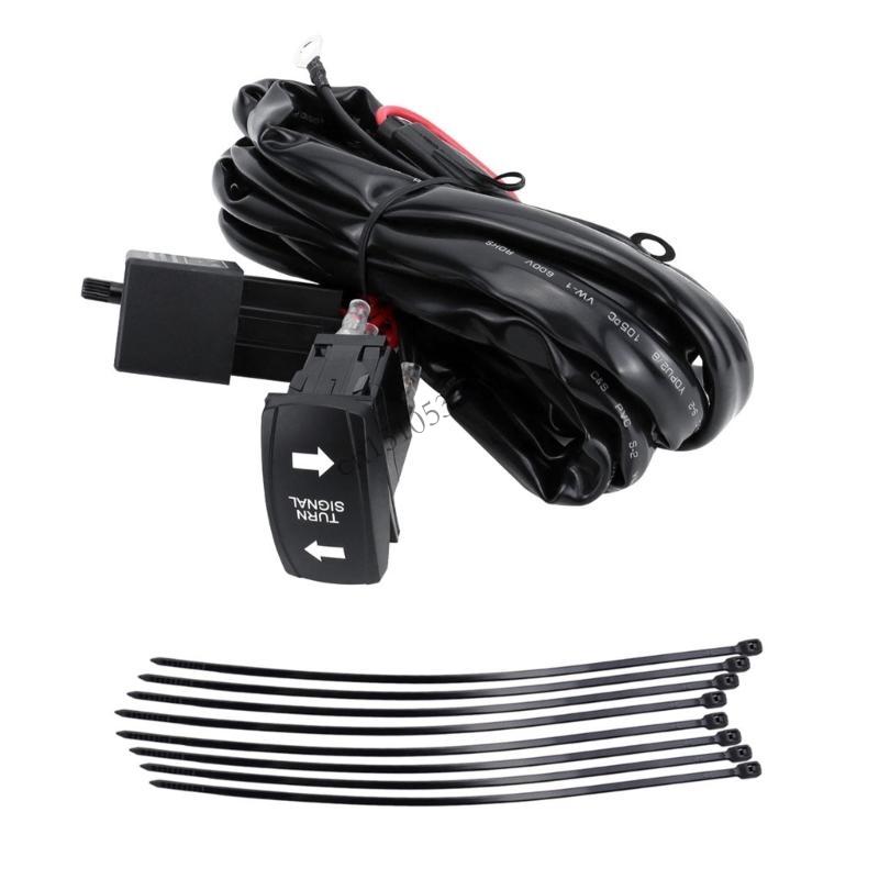 

090E Universal High Capacity 160W Wiring Harness with Lighted Whip for LED Light Bar Fog Light Suitable for UTV ATVs SUV