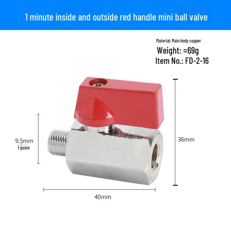 Super Short Mini Brass Ball Valve, 1/8" - 1/2" Thickened Male & Female Valve Switch