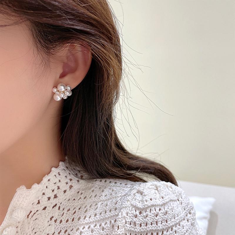 Elegant Romantic Unique Pearl Stud Earrings For Woman Korean Jewelry Party Girl's Lady Temperament Accessories