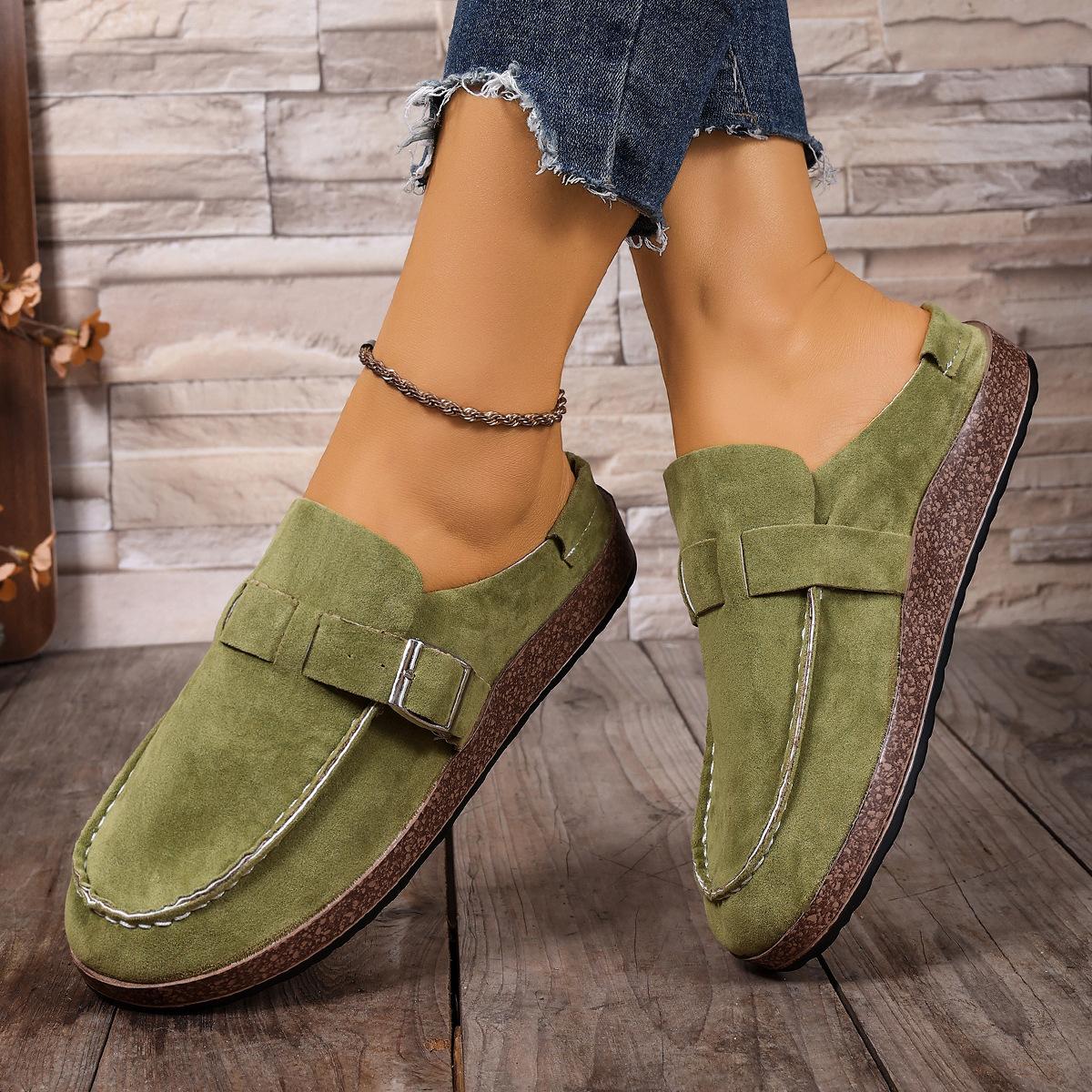 

Fashion Plus Size Shoes for Women 35-42 Summer Fashion Slip on Platform Wedges Slippers Women Casual Round Toe Flats Sandals 43 зелений