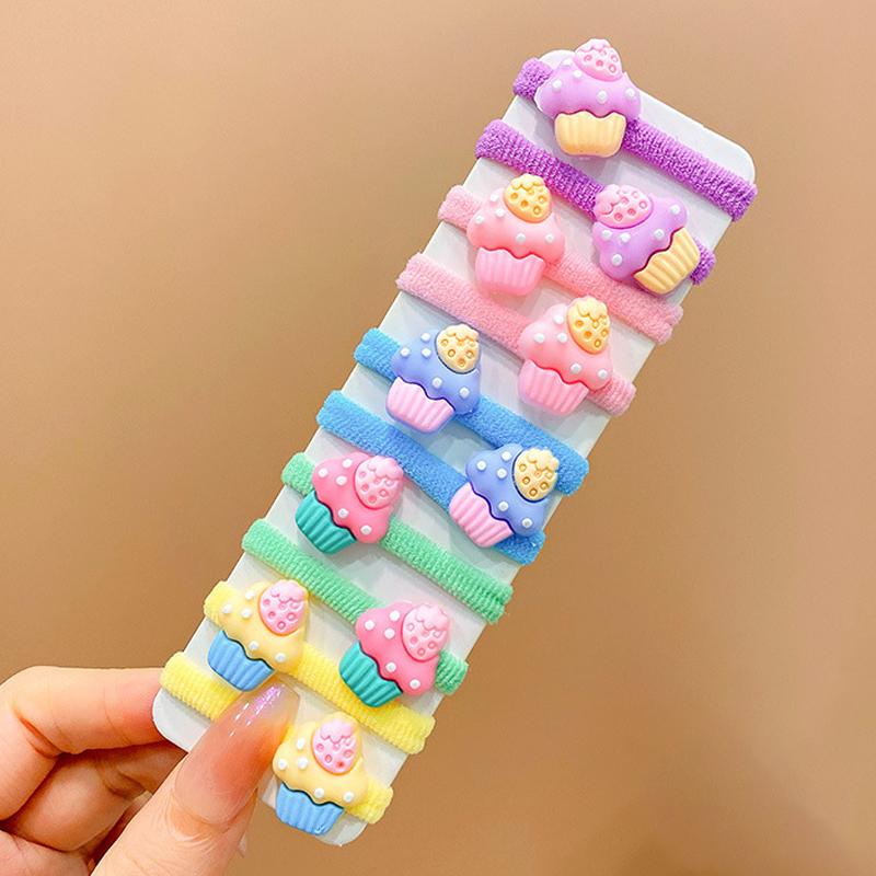 10Pcs Girls Cute Cartoon Rubber Bands High Elastic Hair Bands Children Headwear Hair Accessories Kids Headband Ornaments