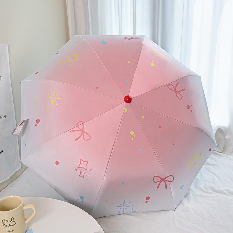 Small fresh eight-bone vinyl parasol cute cartoon red nose sun umbrella