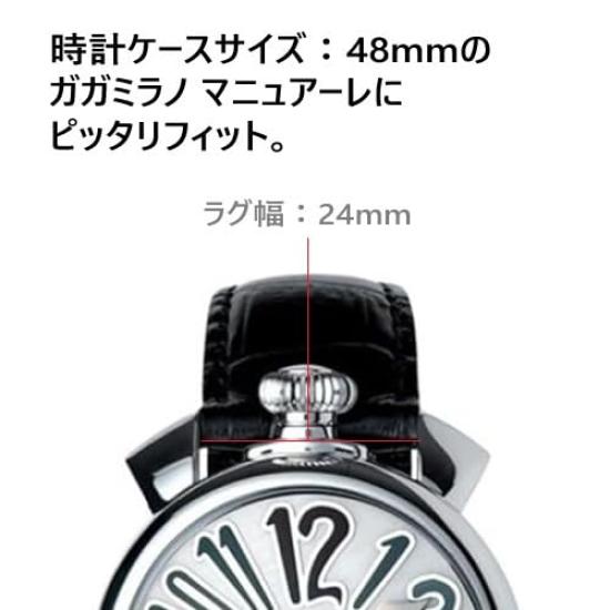 King Watch Compatible with GaGa Manuale 48mm Embossed Aftermarket [Import Original] Parts, Milano, Strap, Crocodile, White,