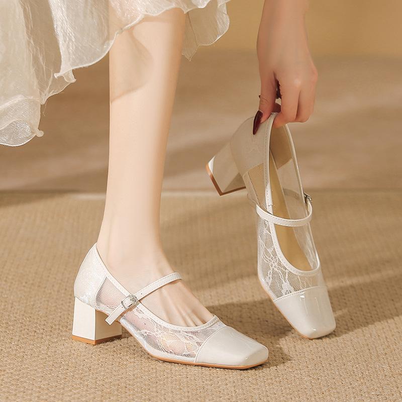 

Серебристые туфли-лодочки из овчины женские летние сетчатые дышащие новые китайские на толстом каблуке с открытым вырезом Мэри Джейн 36