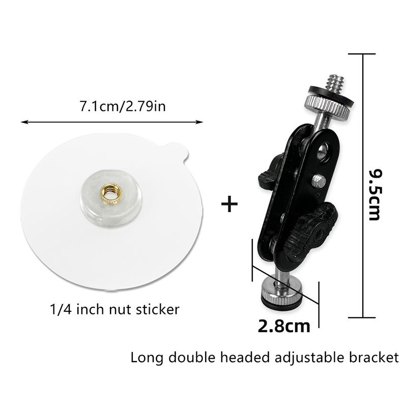 Stainless Steel No-Drill Adhesive Mount, M6 Screw Base With 1/4" Interface For Mobile Surveillance Camera Bracket Easy Install