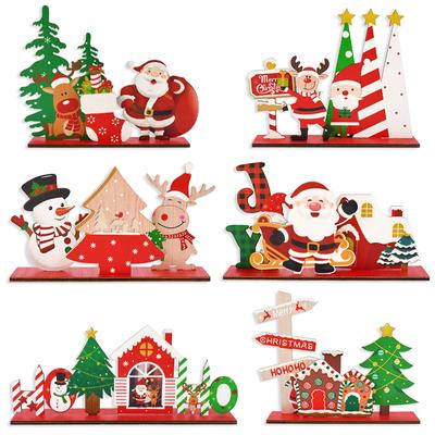 Christmas Wooden Ornaments Santa Claus Snowman Xmas Tree Desktop Signs 2025 New Year Party DIY Decoration For Home Navidad Gifts