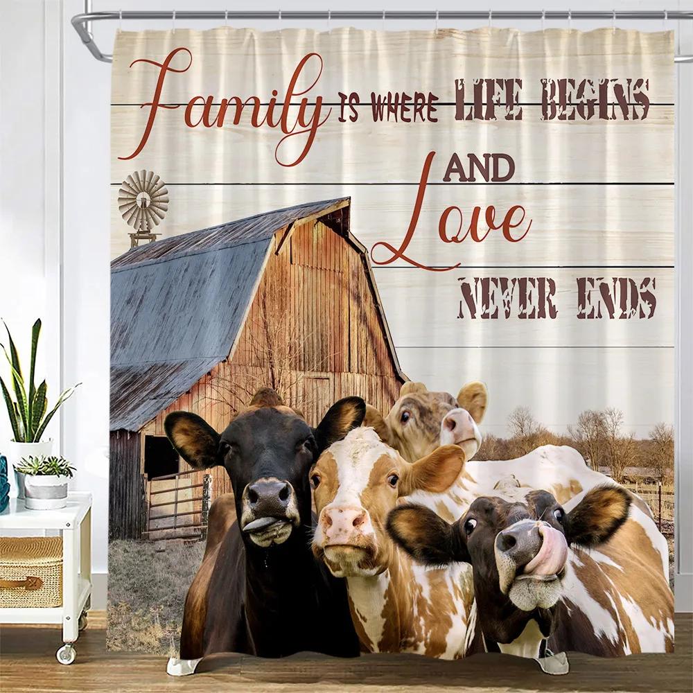 Western Horse Shower Curtains Running Horses Farm Animal Country Unique Oil Painting Abstract Art Fabric Bathroom Deco Set Hooks