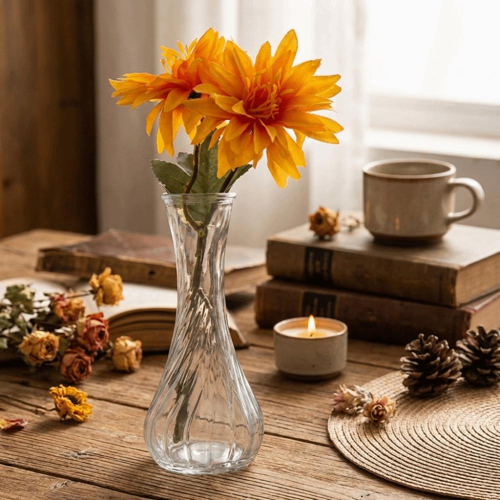 6PCS Vintage Clear Flower Vases Transparent Flower Holder Water Culture Vase  Desktop Adornment