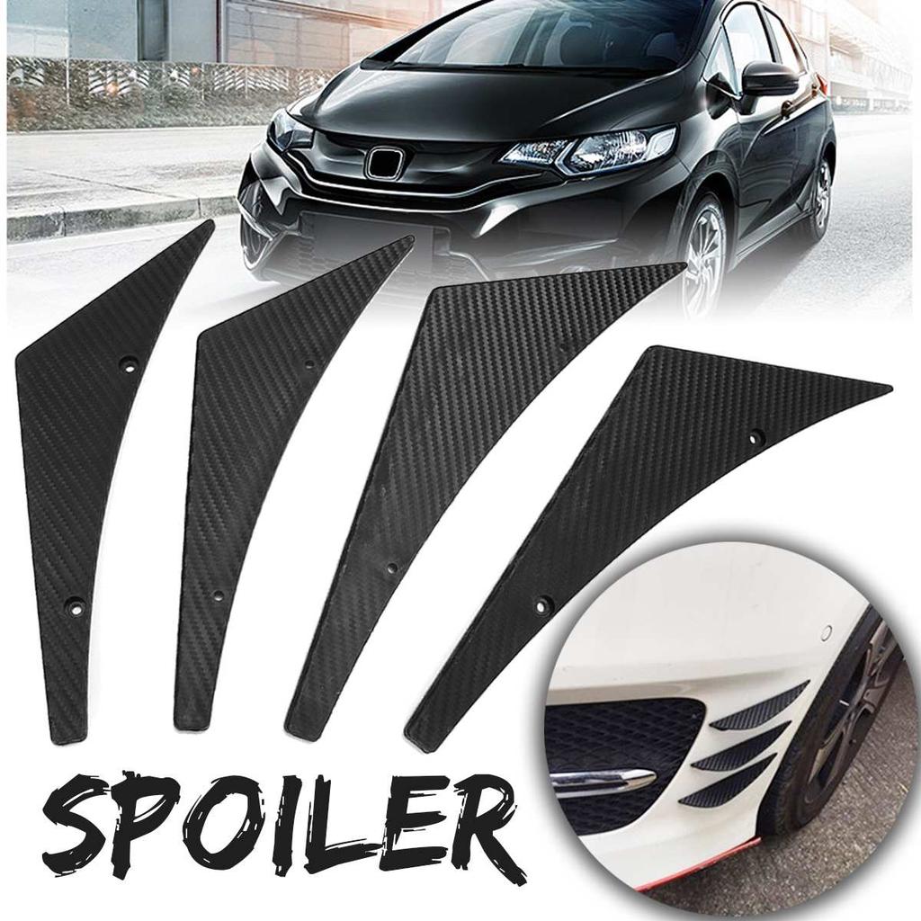 4Pcs Carbon Fiber Universal Car Styling Sticker Fit Front Bulper Lip Diffuser Splitter Fins Body Spoiler Canards Valence Chin