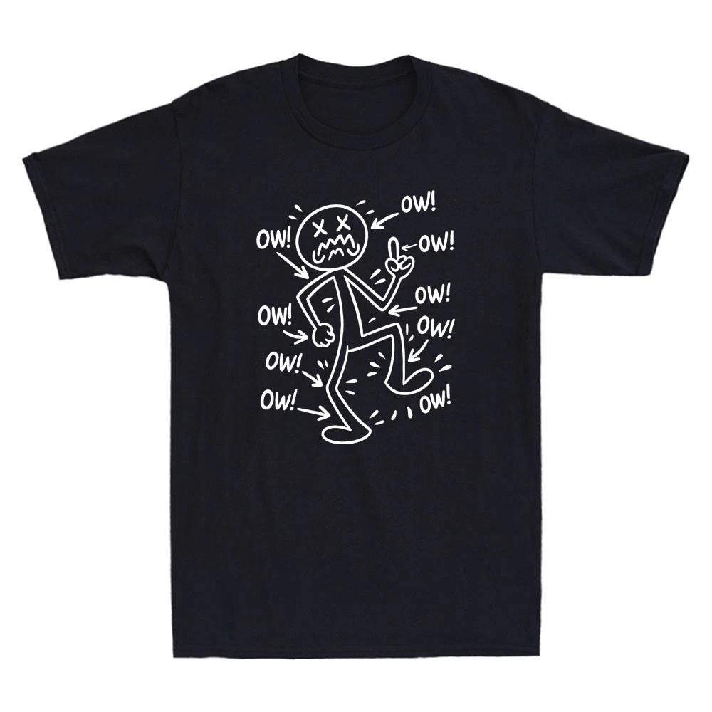 Ow Ow Ow Ow Ow Stick Character Funny Matchstick Middle Finger Meme Men s T-Shirt S