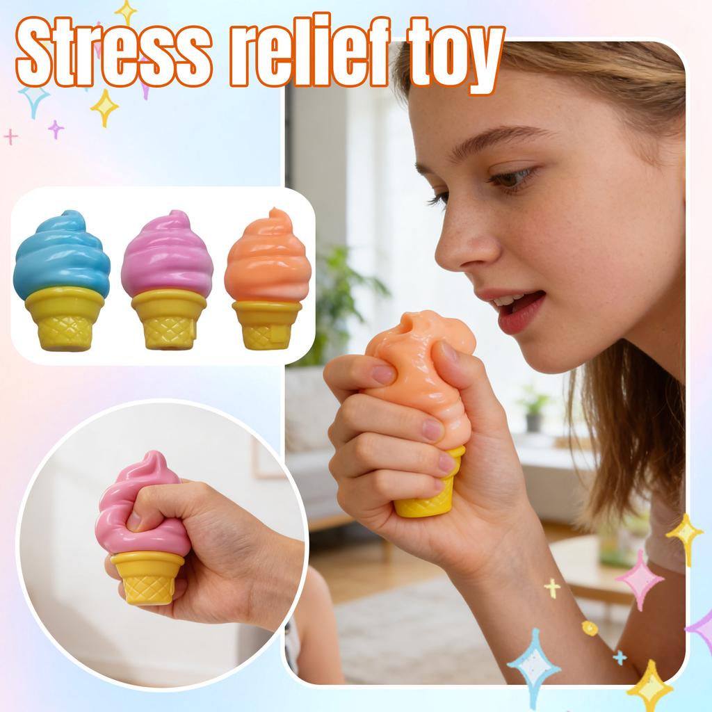 Ice Cream Cone Shaped Erasers Set of 3 Soft Rubber Material Fun Novelty Stationery for School Office Home Use