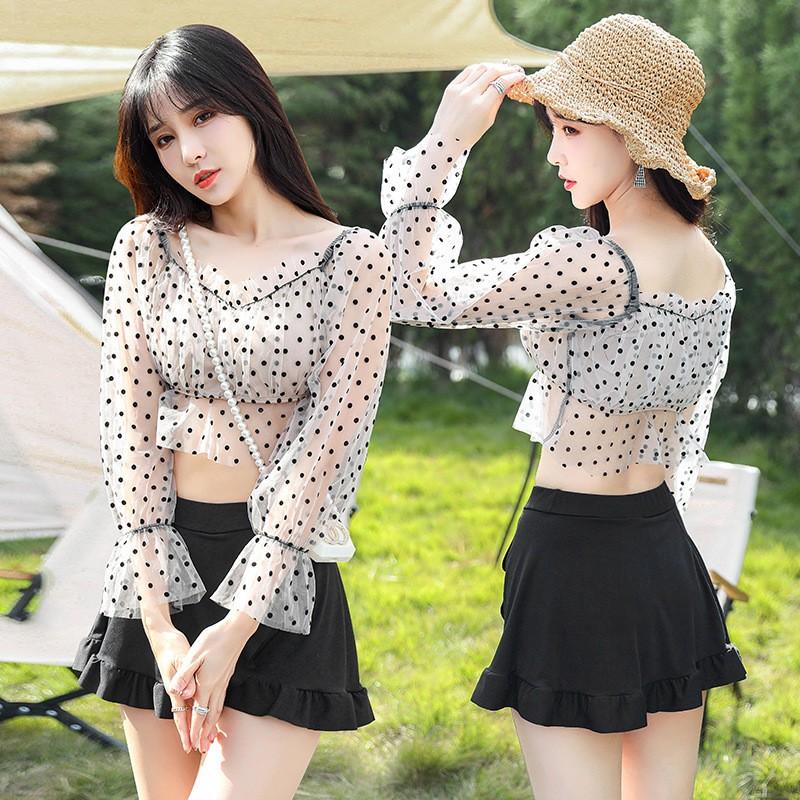 

Женский сексуальный купальник с разделенным телом, сплошной цветной купальник с бантом и высокой талией, состоящий из двух частей XL бежевый