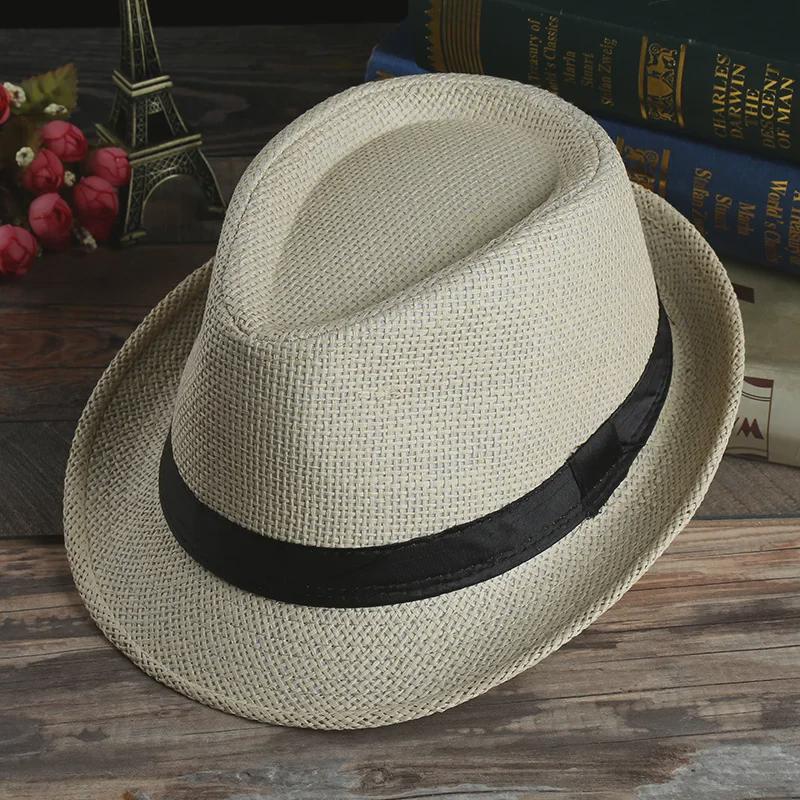 Cappello da sole unisex in paglia: Elegante cappello estivo da jazz per coppie e famiglie in spiaggia