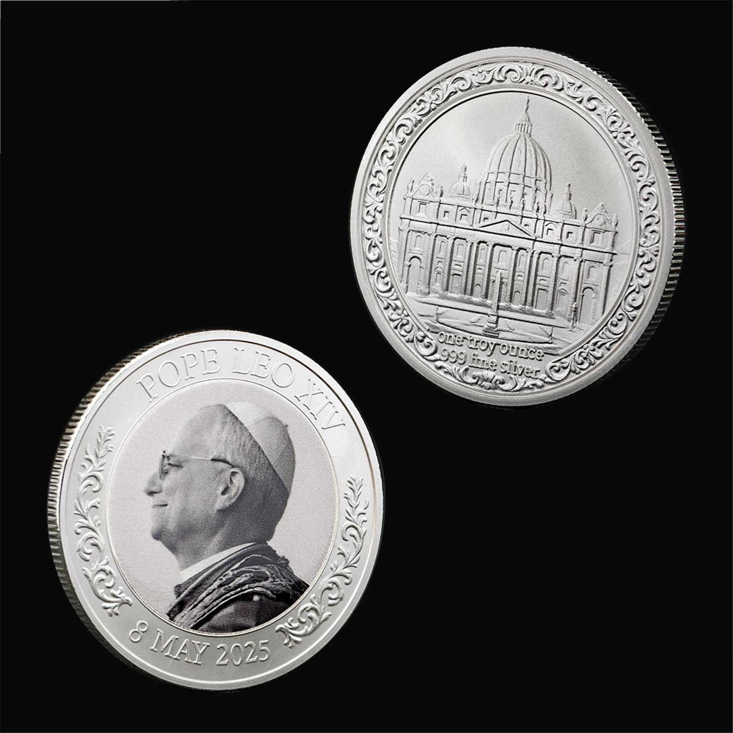 Pope commemorative coins, foreign trade silver coins, HABEMUS PAPAM Pope Leo XIV