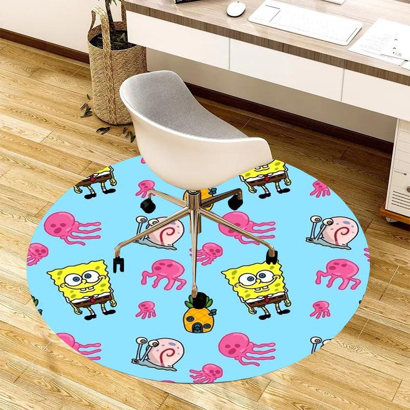 1pc SpongeBob SquarePants Pattern Round Carpet, Made of Polyester,Perfect for Decorating Office Chairs, Living Rooms,fplt117