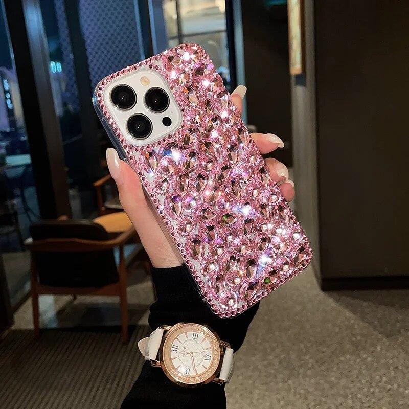 Luxury Diamond ShockProof Silicon Phone Case for Samsung S24Ultra S23 S22 S21 S20 Note 20Ultra A73 A54 A05s A04e A03 A15 A25 A24 A12 Protective Cover