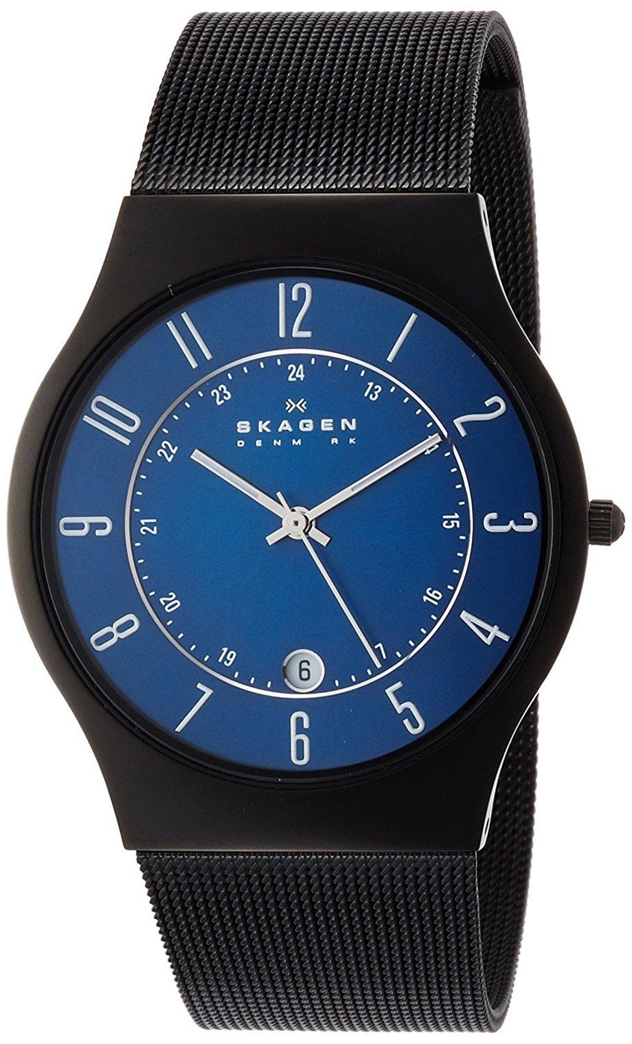 

SKAGEN Ультратонкие титановые часы T233XLTMN Синие мужские [Товар] синий