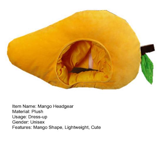 Mango Headgear Soft Simulation Fruit Hat Lovely Selfie Props Dress-up Headwear Cartoon Plush Hat Cosplay Costume Accessories Party Supplies