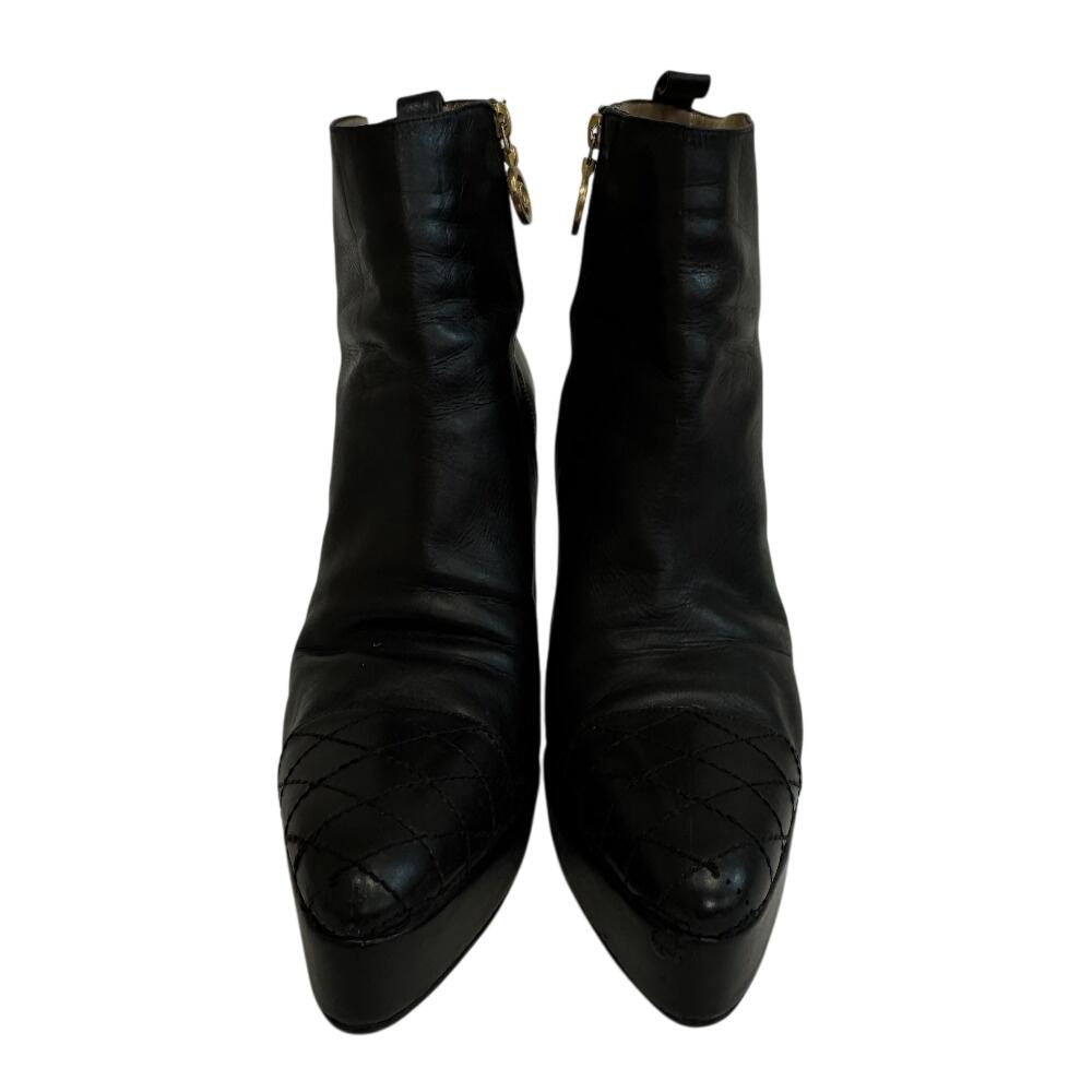 CHANEL short COCO Mark Matrasse leather boots black leather Used