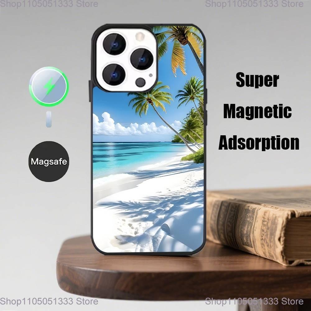 Sea Tropical Palm Trees Beach Phone Case  For iPhone 17,16,15,14,13,12,Pro,Max,Plus,Mini,Magsafe,Magnetic Wireless Charging Case