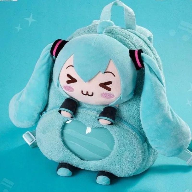 

НОВЫЙ Hatsune Miku Каваий Милый Аниме Мультфильм Ита-бэг Прищуренные Глаза Плюшевый Мультфильм Трехмерная Кукла Рюкзак Большой Вместимости 35X30X12CM