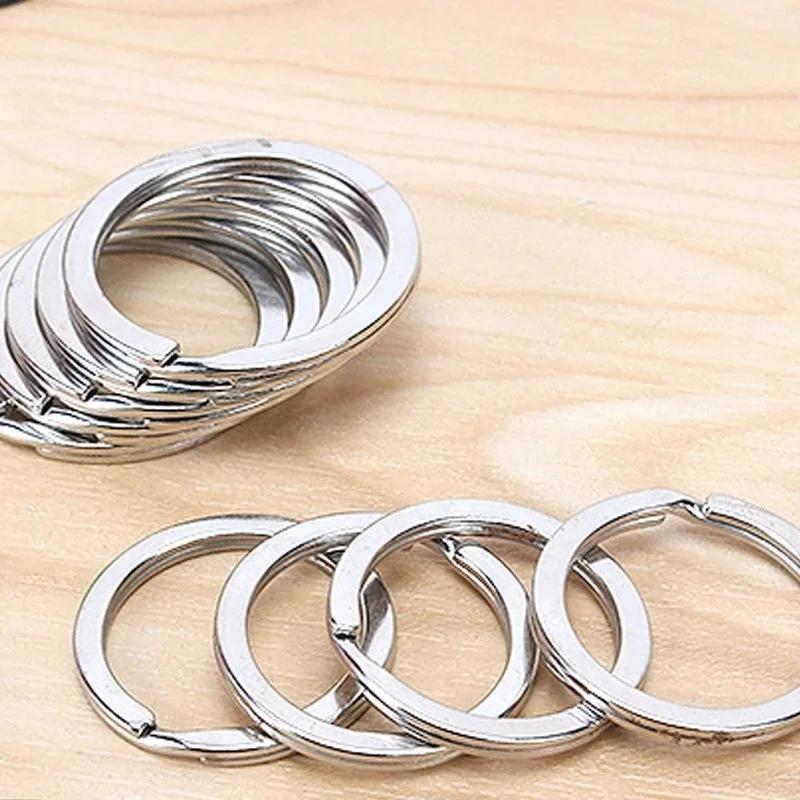 10-100 pezzi 25/30 mm Anelli Portachiavi in Acciaio Inossidabile Anelli Divisi Piatto Rotondo Portachiavi per Creazione Gioielli Portachiavi Lucidato DIY Componenti