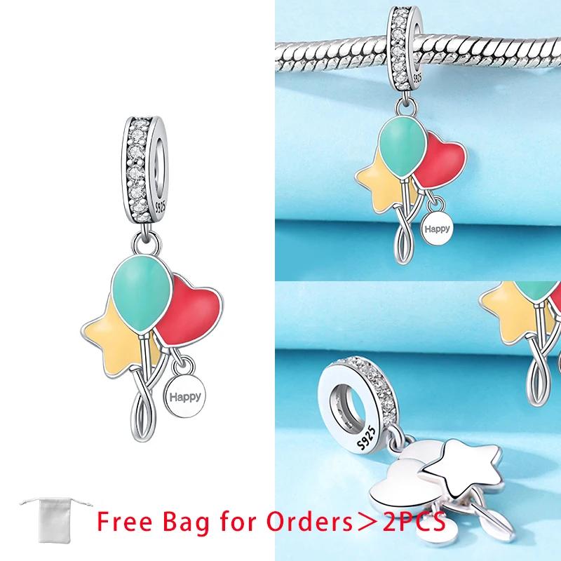 Balloon Birthday Cake Bone Tooth Stethoscope Beads Copper Charms Pendant Fit Women Original Bracelet Diy Fine Jewelry Gift