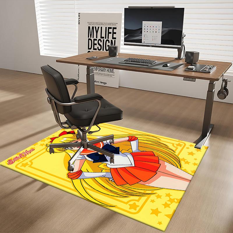 1pc Sailor Moon Anime Cartoon Design Office Chair Mat Non-Slip Carpet for Home Decor, Suitable for All Seasons, Ideal As a Gift for Holidays and Every