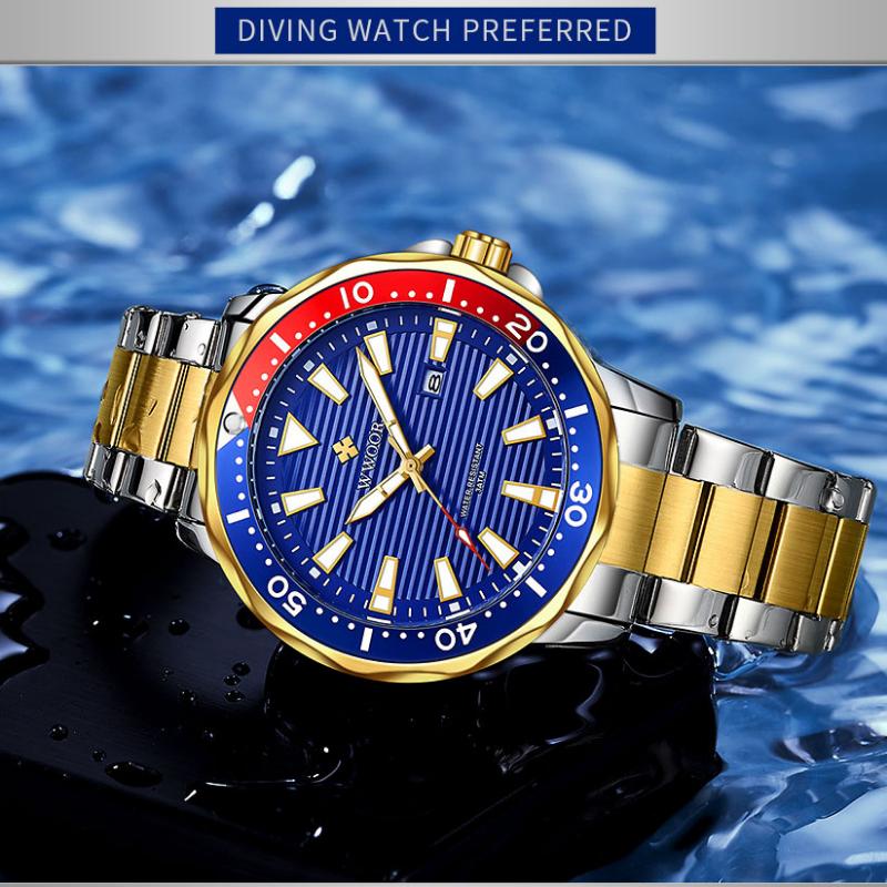 WWOOR Quartz Watch with Rotatable Case for Men