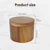 tazón de sal y pimienta de madera de acacia bodega de sal y especias de madera natural con cuchara y tapa giratoria magnética soporte de sal de coc