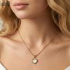 EFFIE QUEEN Stainless Steel 18k Gold Heart Shaped Shell Pendant Necklace Natural Jewelry for Women Summer Beach Vacation STMN07
