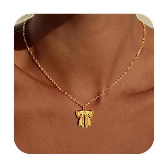 Ожерелье с подвеской-бантом Женское ожерелье с бантом Милое ожерелье с подвеской-бантом для девочек День рождения Юбилей