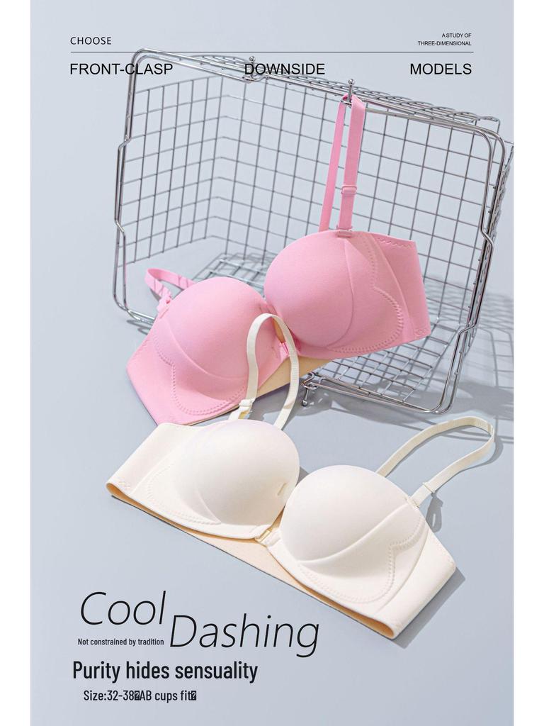 Trägerlose rutschfeste Push-Up Dessous: Verschluss vorne, Extra dick, Sexy unsichtbarer Push-up für kleine Brüste